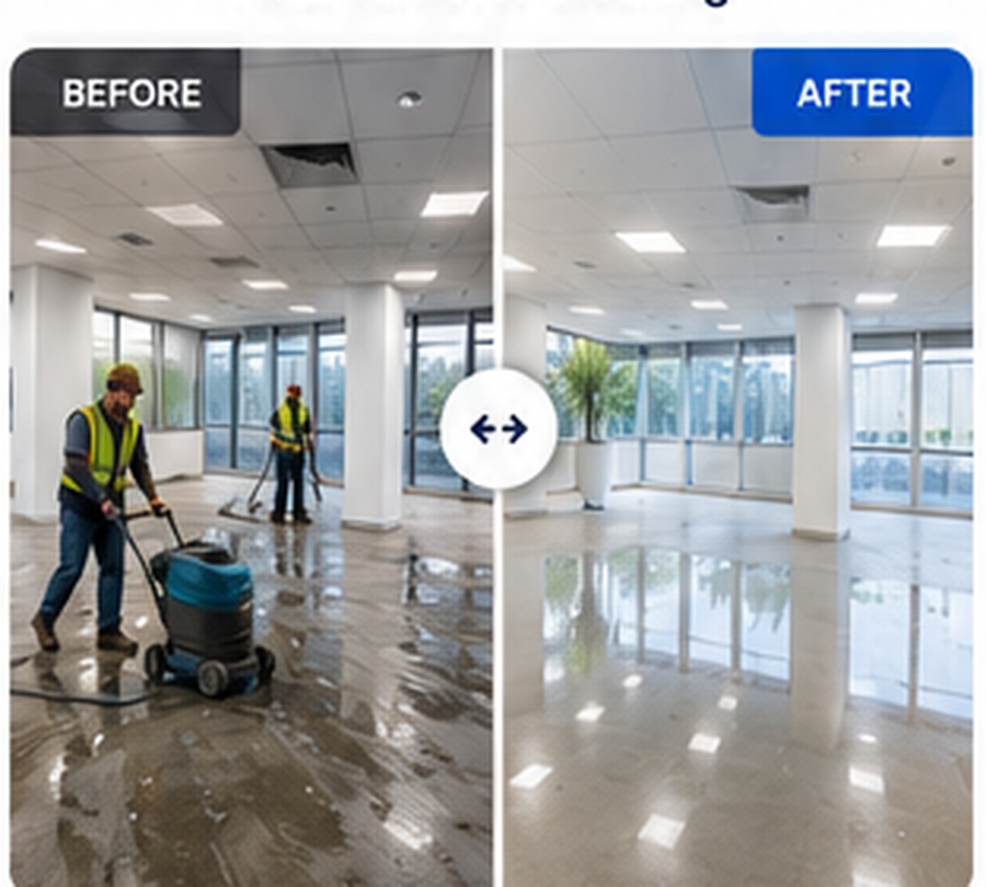 Before and after final commercial turnover cleaning